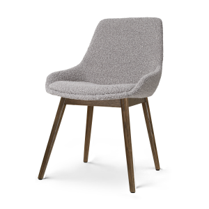 Nio-Isa eetkamerstoel bouclé taupe - walnoot houten onderstel