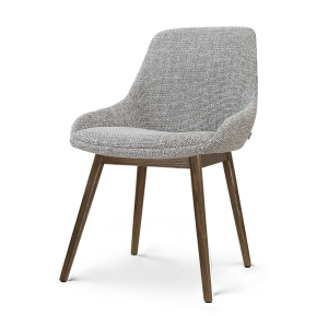 Nio-Isa eetkamerstoel grijs blend - walnoot houten onderstel
