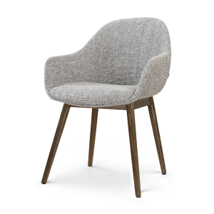 Nio-Mae eetkamerstoel grijs blend - walnoot houten onderstel