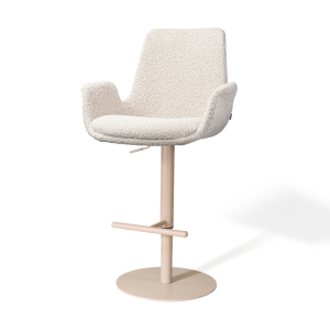 Niva-Eef draaibare tulp barkruk bouclé beige - verstelbaar - beige onderstel