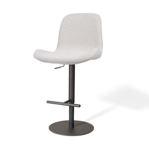 Niva-Fé draaibare tulp barkruk bouclé beige - verstelbaar - mat zwart onderstel