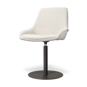 Niva-Isa draaibare tulp eetkamerstoel bouclé beige - mat zwart onderstel