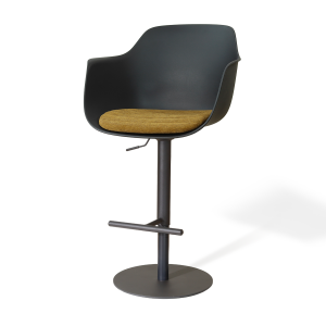 Niva-Liz draaibare tulp barkruk zwart met mosgroen zitkussen - verstelbaar - mat zwart onderstel