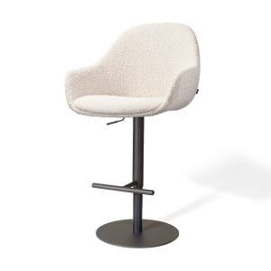 Niva-Mae draaibare tulp barkruk bouclé beige - verstelbaar - mat zwart onderstel