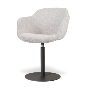 Niva-Mare draaibare tulp eetkamerstoel bouclé beige - mat zwart onderstel