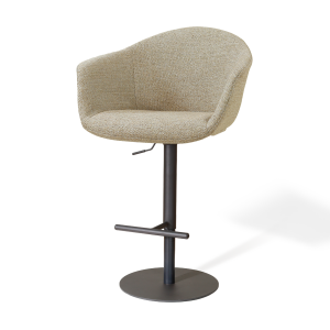 Niva-Otis draaibare tulp barkruk taupe melange - verstelbaar - mat zwart onderstel