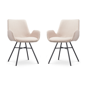 Noa-Eef eetkamerstoel beige - zwart onderstel - set van 2