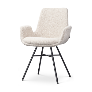 Noa-Eef eetkamerstoel bouclé beige - zwart onderstel