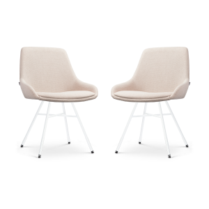 Noa-Isa eetkamerstoel beige - wit onderstel - set van 2