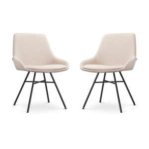 Noa-Isa eetkamerstoel beige - zwart onderstel - set van 2