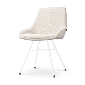 Noa-Isa eetkamerstoel bouclé beige - wit onderstel