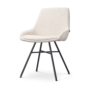 Noa-Isa eetkamerstoel bouclé beige - zwart onderstel