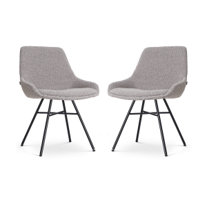 Noa-Isa eetkamerstoel bouclé taupe - zwart onderstel - set van 2