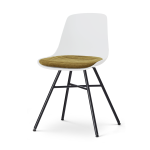 Noa-Liv eetkamerstoel wit met mosgroen zitkussen - zwart onderstel