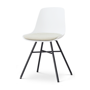 Noa-Liv eetkamerstoel wit met naturelbeige zitkussen - zwart onderstel