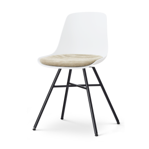 Noa-Liv eetkamerstoel wit met nougatbruin zitkussen - zwart onderstel