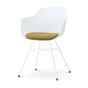Noa-Liz eetkamerstoel wit met mosgroen zitkussen - wit onderstel