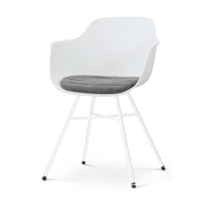 Noa-Liz eetkamerstoel wit met zeegrijs zitkussen - wit onderstel