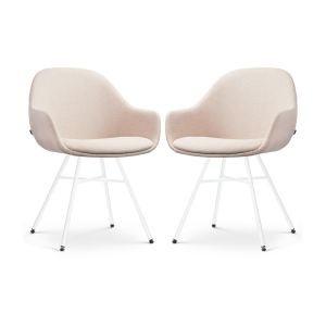 Noa-Mae eetkamerstoel beige - wit onderstel - set van 2