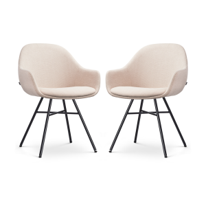 Noa-Mae eetkamerstoel beige - zwart onderstel - set van 2
