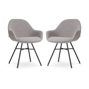 Noa-Mae eetkamerstoel bouclé taupe - zwart onderstel - set van 2