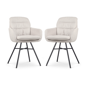 Noa-Mia eetkamerstoel beige - zwart onderstel - set van 2