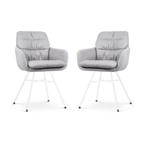 Noa-Mia eetkamerstoel grijs - wit onderstel - set van 2
