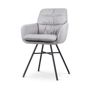 Noa-Mia eetkamerstoel grijs - zwart onderstel