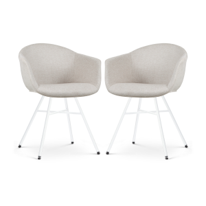 Noa-Otis eetkamerstoel beige - wit onderstel - set van 2