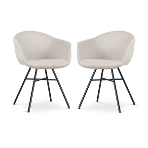 Noa-Otis eetkamerstoel beige - zwart onderstel - set van 2