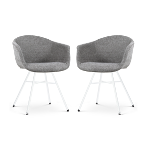 Noa-Otis eetkamerstoel donkergrijs - wit onderstel - set van 2