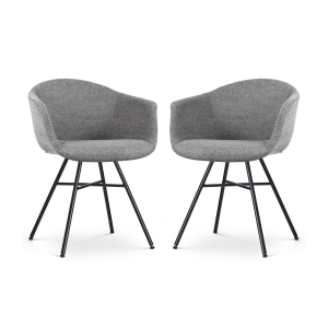 Noa-Otis eetkamerstoel donkergrijs - zwart onderstel - set van 2
