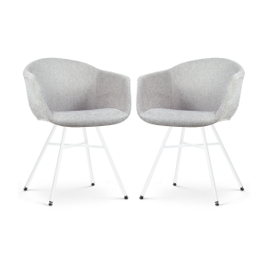 Noa-Otis eetkamerstoel lichtgrijs - wit onderstel - set van 2