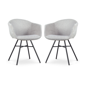 Noa-Otis eetkamerstoel lichtgrijs - zwart onderstel - set van 2