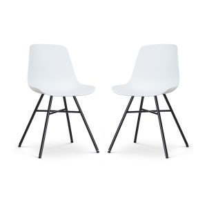 Noa-Pip eetkamerstoel wit - zwart onderstel - set van 2