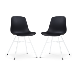Noa-Pip eetkamerstoel zwart - wit onderstel - set van 2