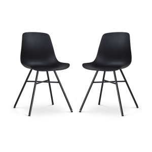 Noa-Pip eetkamerstoel zwart - zwart onderstel - set van 2