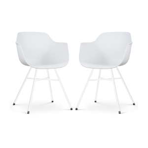Noa-Puk eetkamerstoel wit - wit onderstel - set van 2