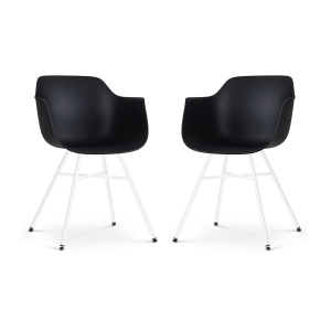 Noa-Puk eetkamerstoel zwart - wit onderstel - set van 2