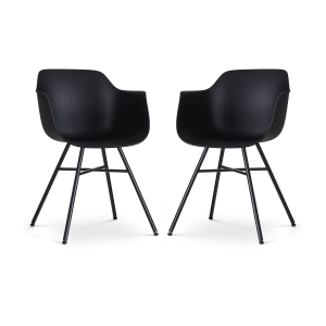 Noa-Puk eetkamerstoel zwart - zwart onderstel - set van 2