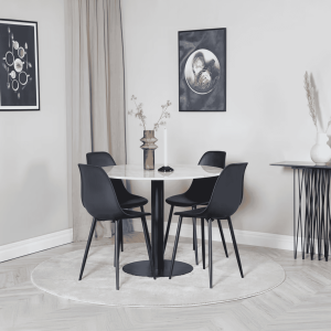 Nohr Ronde Eettafel 'Lenton' Marmer, 106cm, kleur Wit