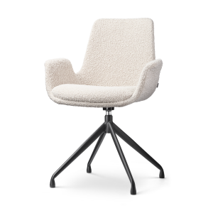 Nola-Eef draaibare eetkamerstoel bouclé beige - zwart onderstel