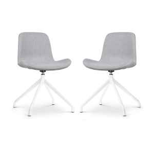 Nola-Fé draaibare eetkamerstoel lichtgrijs - wit onderstel - set van 2
