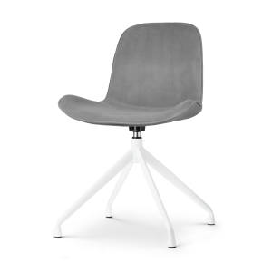 Nola-Fé draaibare eetkamerstoel velvet grijs - wit onderstel