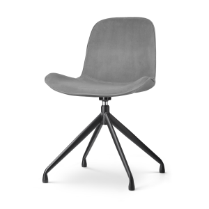 Nola-Fé draaibare eetkamerstoel velvet grijs - zwart onderstel