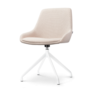 Nola-Isa draaibare eetkamerstoel beige - wit onderstel