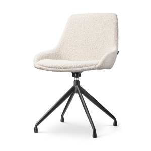 Nola-Isa draaibare eetkamerstoel bouclé beige - zwart onderstel