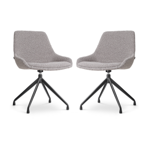 Nola-Isa draaibare eetkamerstoel bouclé taupe - zwart onderstel - set van 2