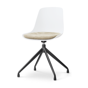 Nola-Liv draaibare eetkamerstoel wit met nougatbruin zitkussen - zwart onderstel