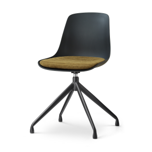 Nola-Liv draaibare eetkamerstoel zwart met mosgroen zitkussen - zwart onderstel